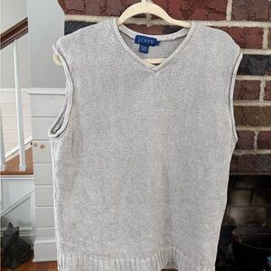 J. Crew Men's Light Gray V-Neck Sweater Vest vintage